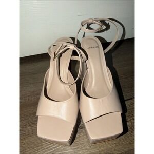 Carrano Women's Wedge Heels Size 8 Tan Leather Open Toe Ankle Strap Open Toe New